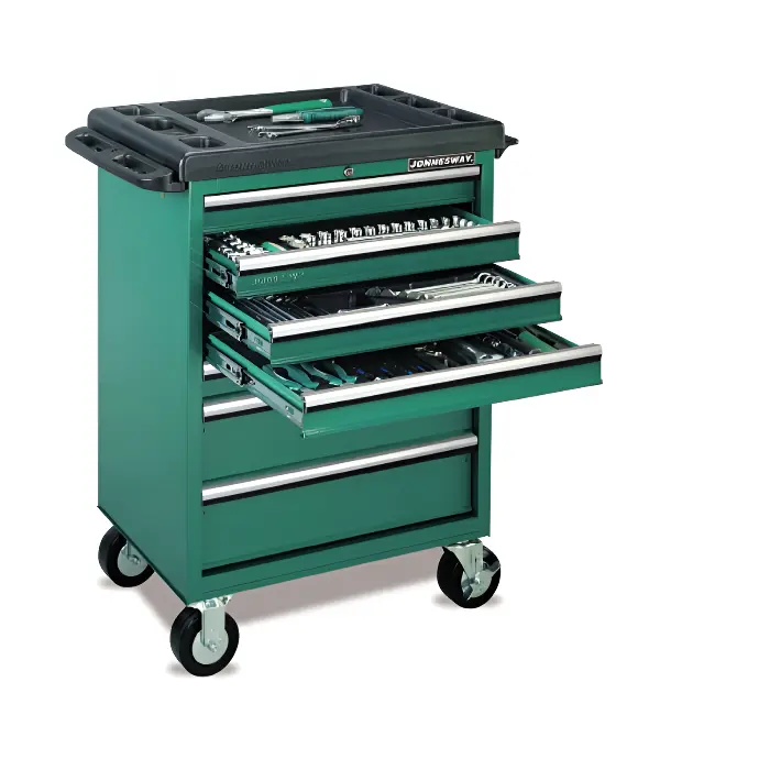 Tủ dụng cụ 7 ngăn, 136 chi tiết (màu xanh lá cây)