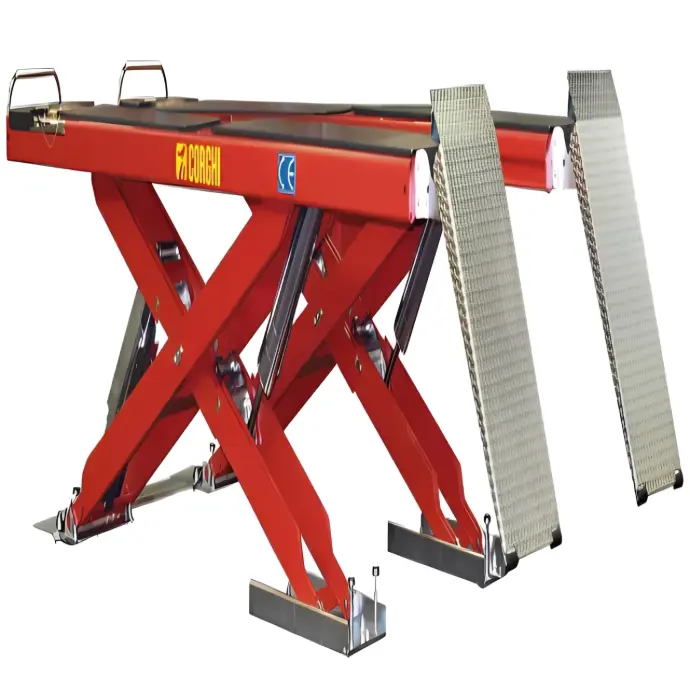 Cầu nâng cắt kéo kiểm tra góc đặt bánh xe 5,5 Tấn, lắp nổi, 3 pha, màu đỏ (bao gồm đĩa lái và bộ phụ kiện)